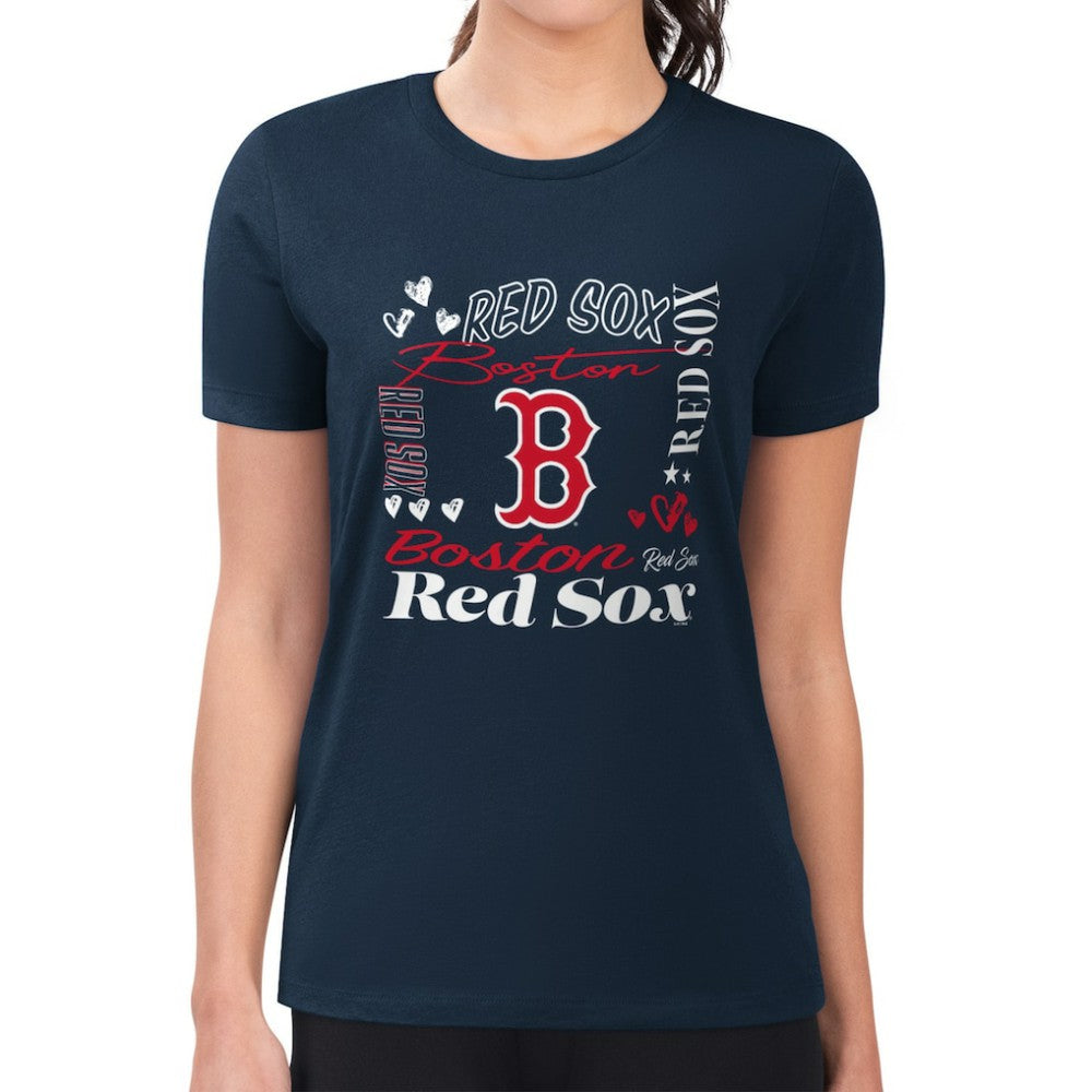 Boston Red Sox G-III 4Her by Carl Banks Women's Super-Slim Fit Lightweight Collage Team Graphic Crew Neck T-Shirt | MLB For sale