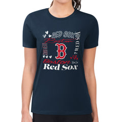 Boston Red Sox G-III 4Her by Carl Banks Women's Super-Slim Fit Lightweight Collage Team Graphic Crew Neck T-Shirt | MLB For sale