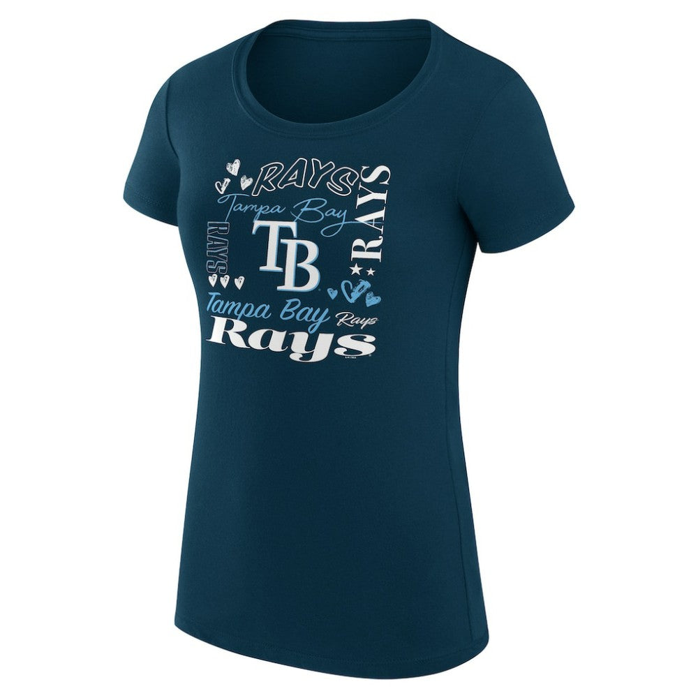 Tampa Bay Rays G-III 4Her by Carl Banks Women's Super-Slim Fit Lightweight Collage Team Graphic Crew Neck T-Shirt | MLB Sale