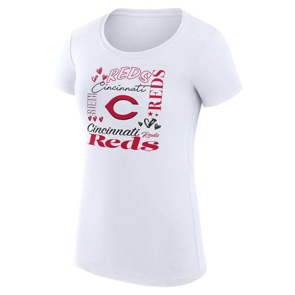 Cincinnati Reds G-III 4Her by Carl Banks Women's Super-Slim Fit Lightweight Collage Team Graphic Crew Neck T-Shirt | MLB For sale