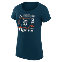 Detroit Tigers G-III 4Her by Carl Banks Women's Super-Slim Fit Lightweight Collage Team Graphic Crew Neck T-Shirt | MLB On Sale