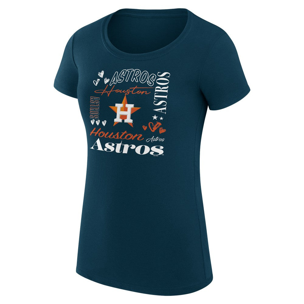 Houston Astros G-III 4Her by Carl Banks Women's Super-Slim Fit Lightweight Collage Team Graphic Crew Neck T-Shirt | MLB Outlet