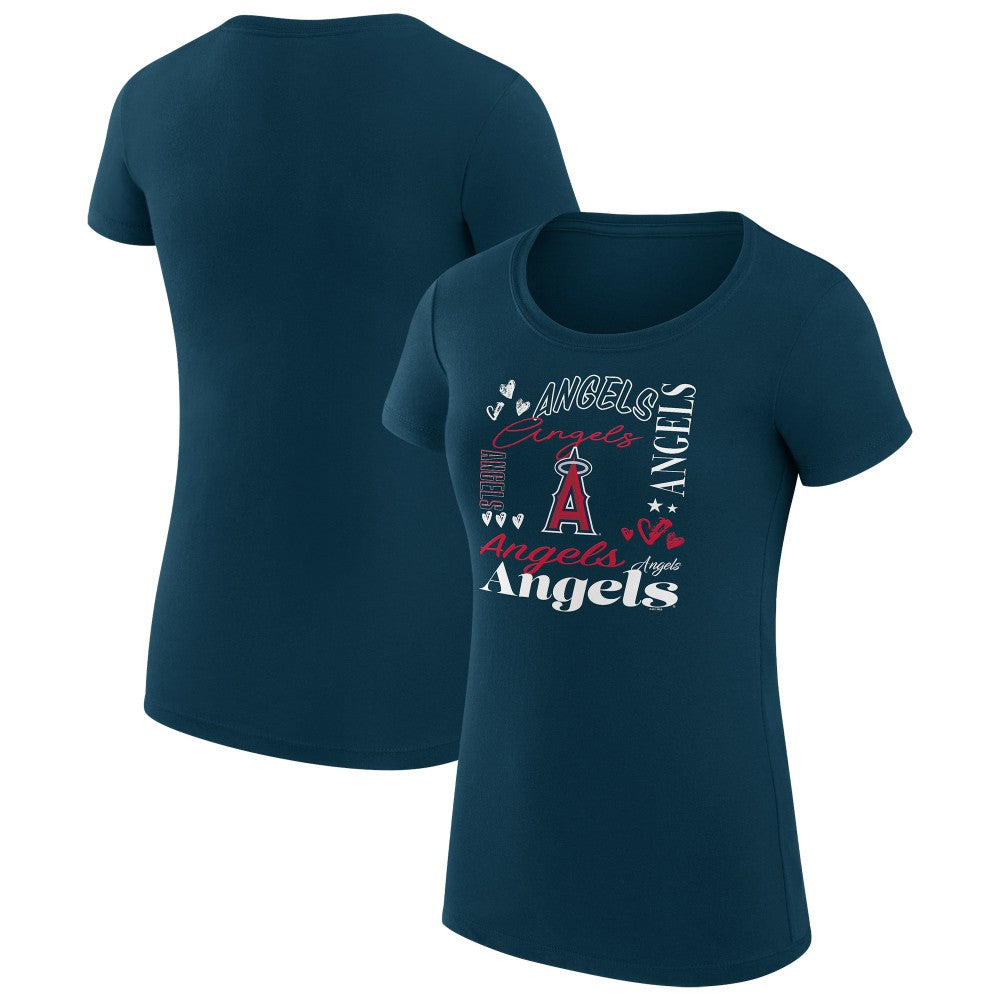 Los Angeles Angels G-III 4Her by Carl Banks Women's Super-Slim Fit Lightweight Collage Team Graphic Crew Neck T-Shirt | MLB US