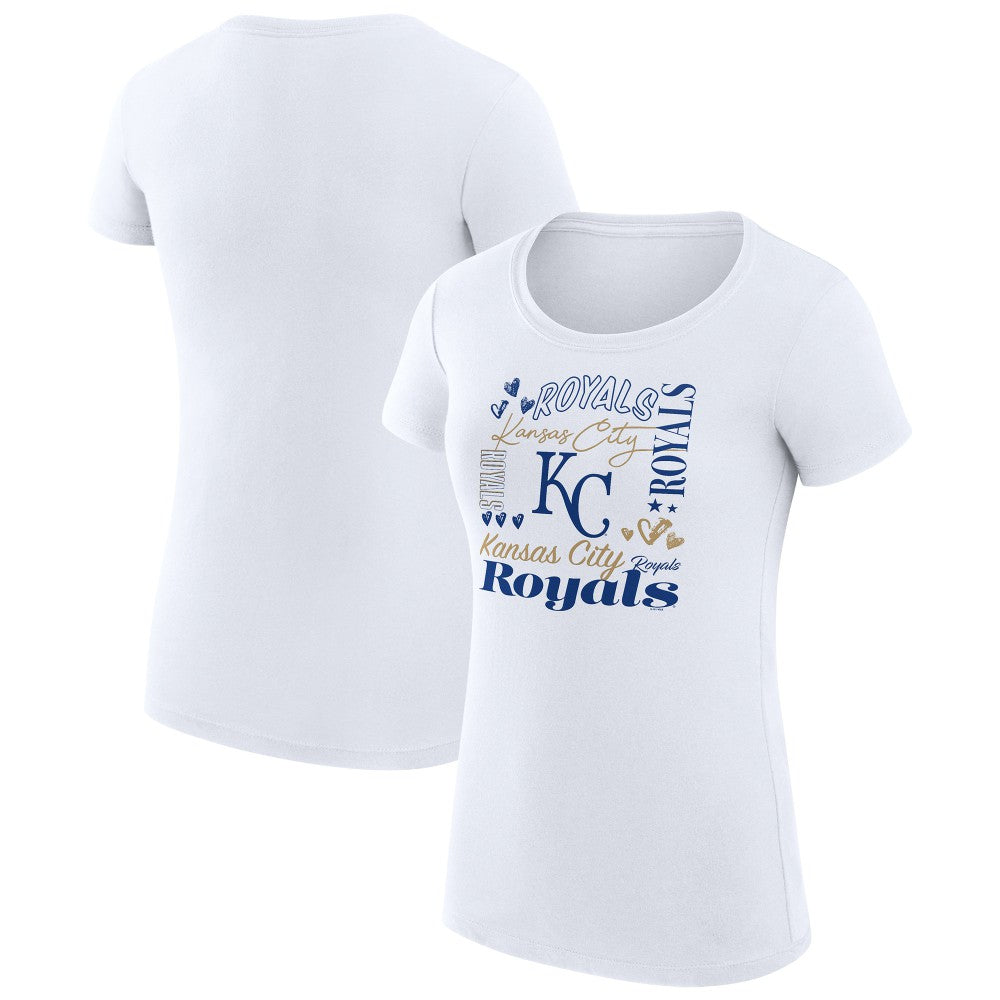 Kansas City Royals G-III 4Her by Carl Banks Women's Super-Slim Fit Lightweight Collage Team Graphic Crew Neck T-Shirt | MLB Shop