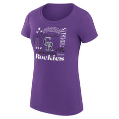 Colorado Rockies G-III 4Her by Carl Banks Women's Super-Slim Fit Lightweight Collage Team Graphic Crew Neck T-Shirt | MLB New