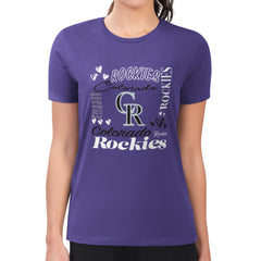 Colorado Rockies G-III 4Her by Carl Banks Women's Super-Slim Fit Lightweight Collage Team Graphic Crew Neck T-Shirt | MLB New