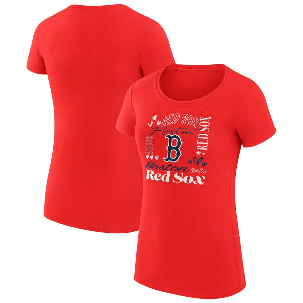 Boston Red Sox G-III 4Her by Carl Banks Women's Super-Slim Fit Lightweight Collage Team Graphic Crew Neck T-Shirt | MLB New