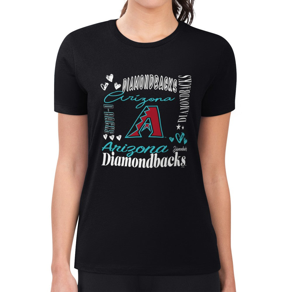 Arizona Diamondbacks G-III 4Her by Carl Banks Women's Super-Slim Fit Lightweight Collage Team Graphic Crew Neck T-Shirt | MLB Near me