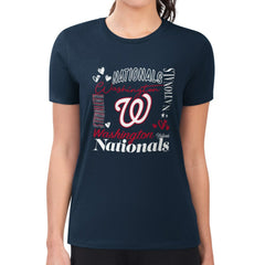 Washington Nationals G-III 4Her by Carl Banks Women's Super-Slim Fit Lightweight Collage Team Graphic Crew Neck T-Shirt | MLB Near me