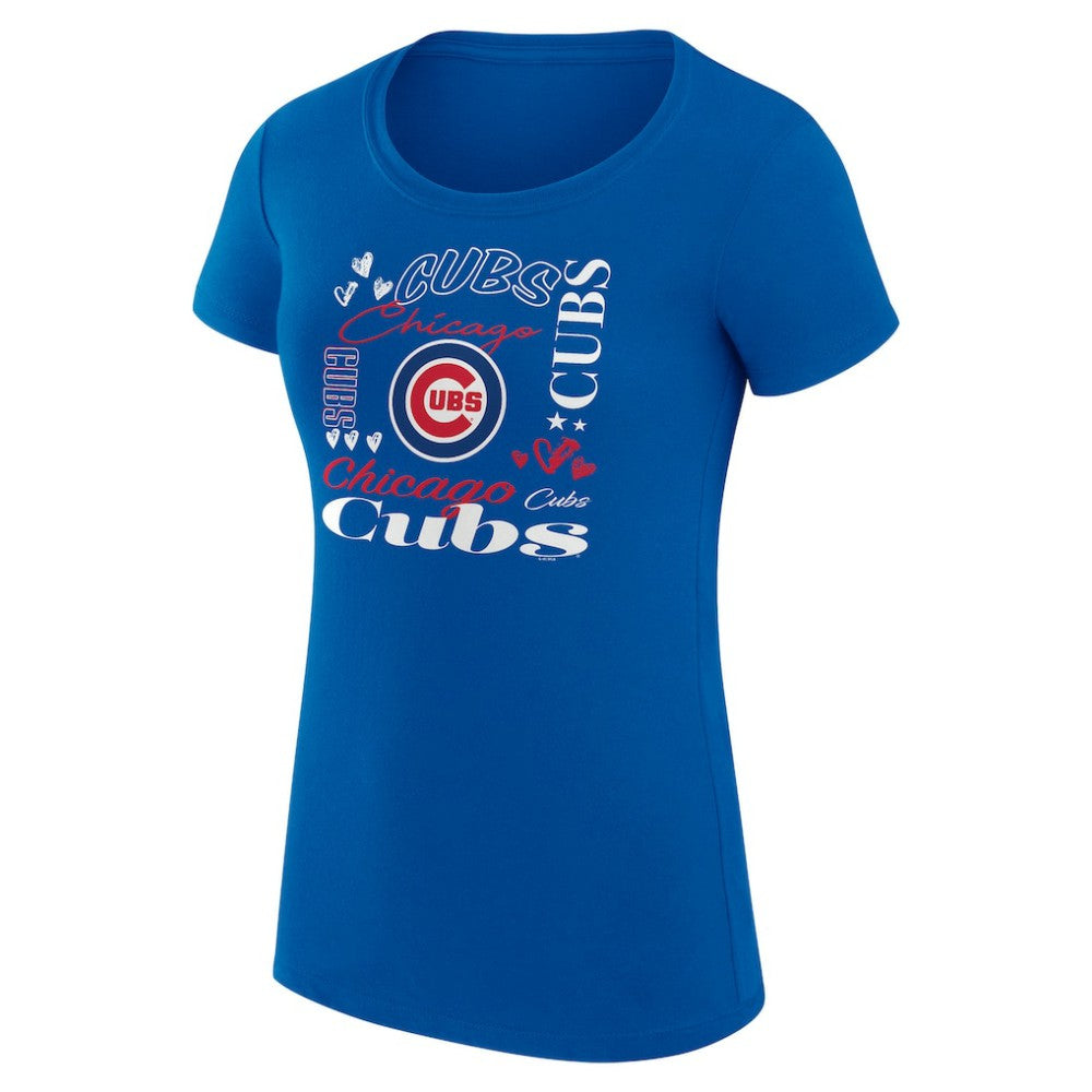 Chicago Cubs G-III 4Her by Carl Banks Women's Super-Slim Fit Lightweight Collage Team Graphic Crew Neck T-Shirt | MLB For sale