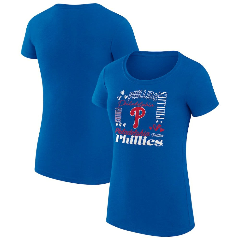 Philadelphia Phillies G-III 4Her by Carl Banks Women's Super-Slim Fit Lightweight Collage Team Graphic Crew Neck T-Shirt | MLB Near me