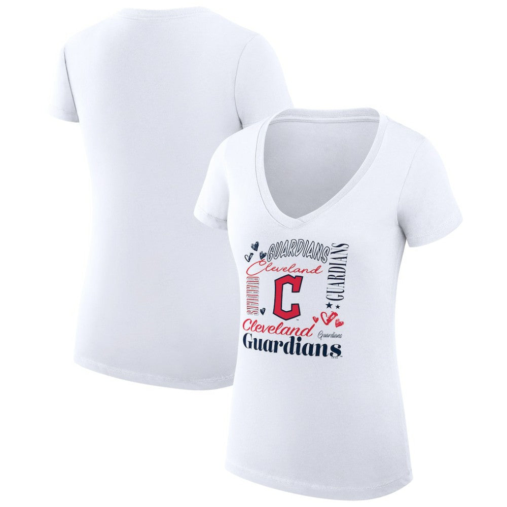 Cleveland Guardians G-III 4Her by Carl Banks Women's Super-Slim Fit Lightweight Collage Team Graphic V-Neck T-Shirt | MLB For sale