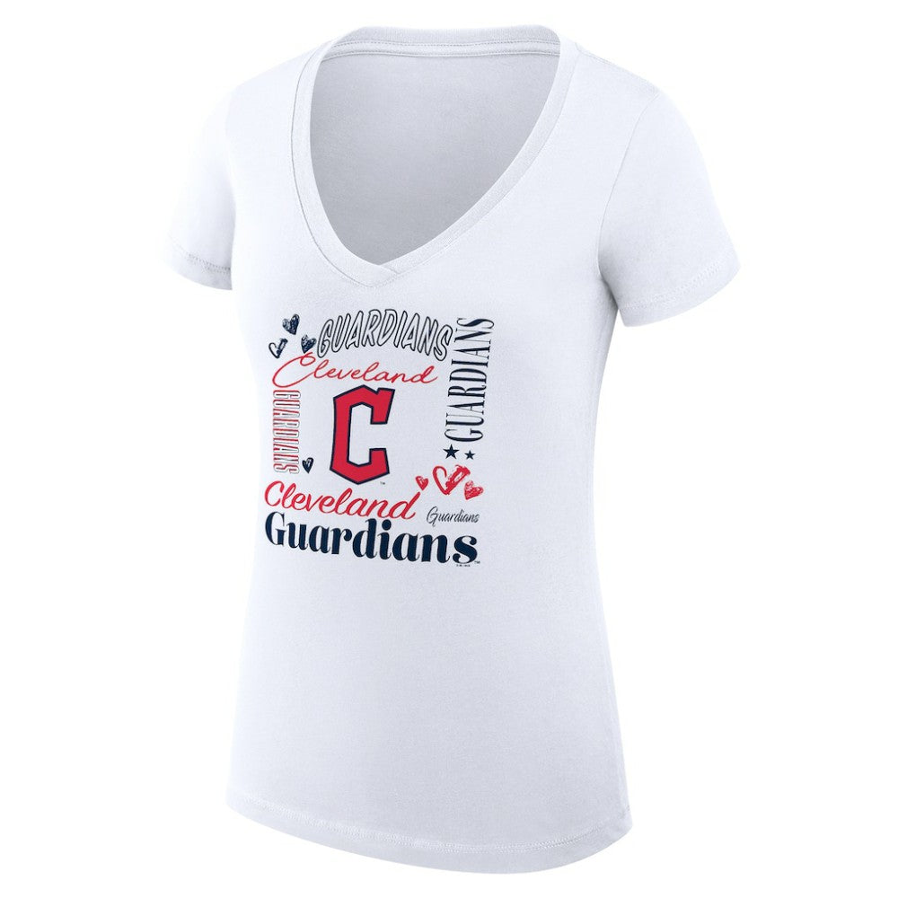 Cleveland Guardians G-III 4Her by Carl Banks Women's Super-Slim Fit Lightweight Collage Team Graphic V-Neck T-Shirt | MLB For sale