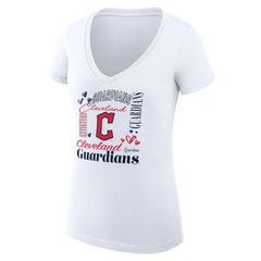 Cleveland Guardians G-III 4Her by Carl Banks Women's Super-Slim Fit Lightweight Collage Team Graphic V-Neck T-Shirt | MLB For sale