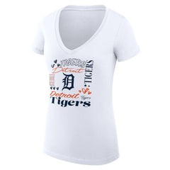 Detroit Tigers G-III 4Her by Carl Banks Women's Super-Slim Fit Lightweight Collage Team Graphic V-Neck T-Shirt | MLB Online