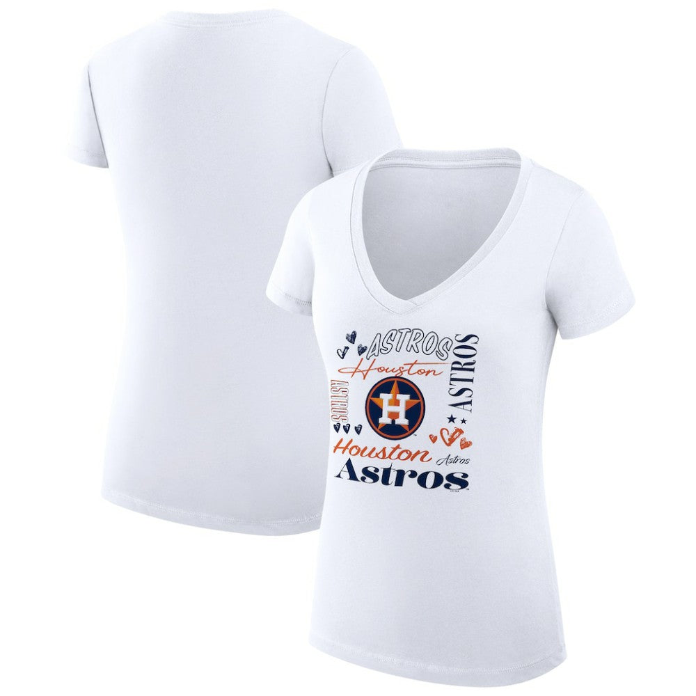 Houston Astros G-III 4Her by Carl Banks Women's Super-Slim Fit Lightweight Collage Team Graphic V-Neck T-Shirt | MLB For sale