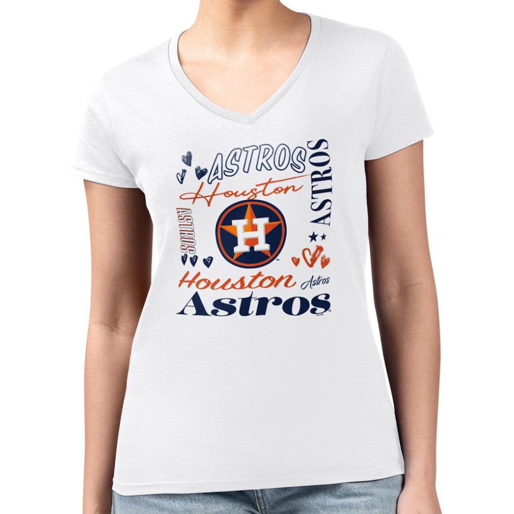 Houston Astros G-III 4Her by Carl Banks Women's Super-Slim Fit Lightweight Collage Team Graphic V-Neck T-Shirt | MLB For sale