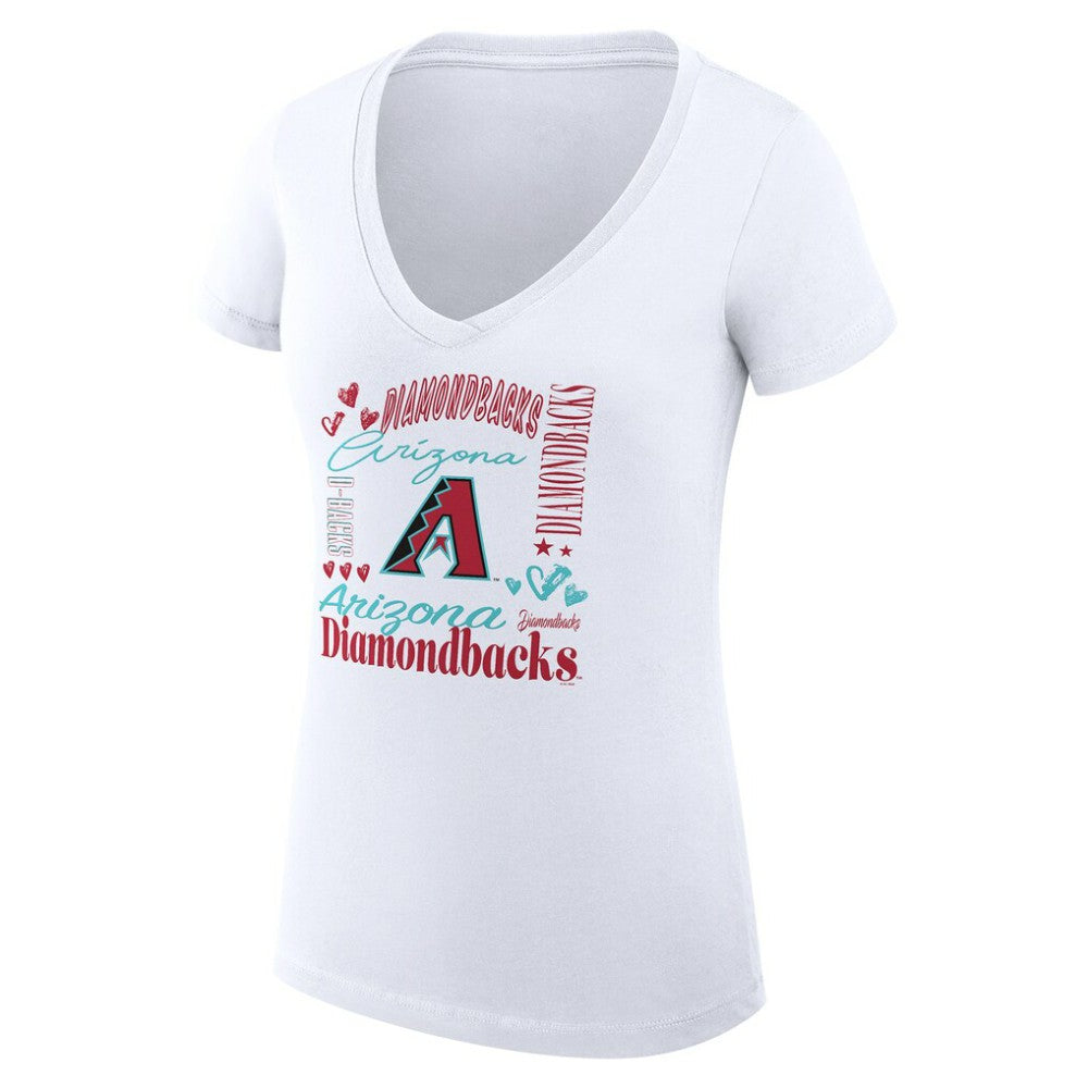 Arizona Diamondbacks G-III 4Her by Carl Banks Women's Super-Slim Fit Lightweight Collage Team Graphic V-Neck T-Shirt | MLB Sale