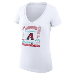 Arizona Diamondbacks G-III 4Her by Carl Banks Women's Super-Slim Fit Lightweight Collage Team Graphic V-Neck T-Shirt | MLB Sale