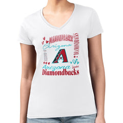 Arizona Diamondbacks G-III 4Her by Carl Banks Women's Super-Slim Fit Lightweight Collage Team Graphic V-Neck T-Shirt | MLB Sale