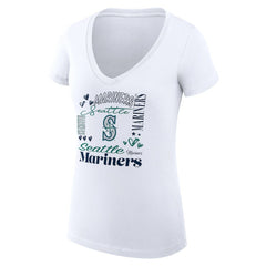 Seattle Mariners G-III 4Her by Carl Banks Women's Super-Slim Fit Lightweight Collage Team Graphic V-Neck T-Shirt | MLB Discount