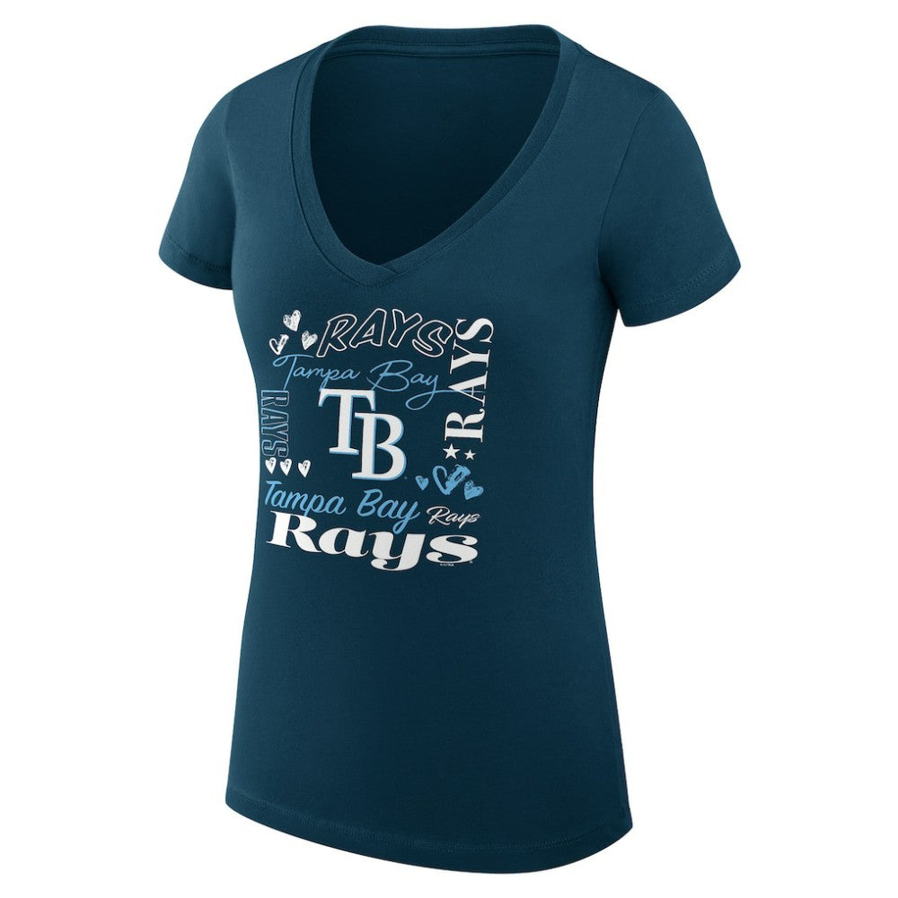 Tampa Bay Rays G-III 4Her by Carl Banks Women's Super-Slim Fit Lightweight Collage Team Graphic V-Neck T-Shirt | MLB For sale