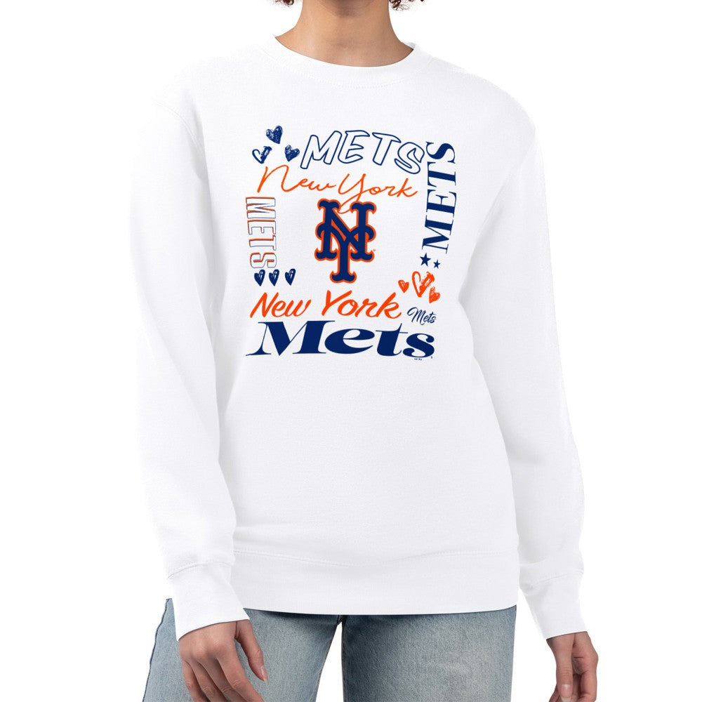 New York Mets G-III 4Her by Carl Banks Women's Collage Team Graphic Fleece Pullover Hoodie | MLB Outlet