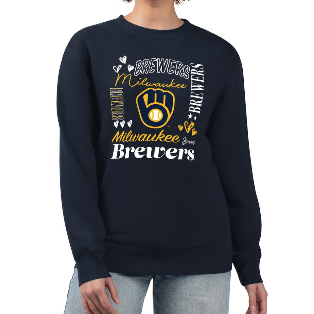 Milwaukee Brewers G-III 4Her by Carl Banks Women's Collage Team Graphic Fleece Pullover Hoodie | MLB Outlet