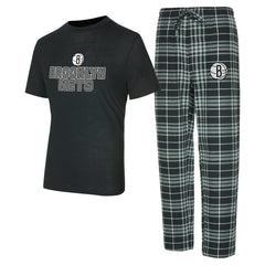 Brooklyn Nets Concepts Sport Vector Top & Flannel Pants Sleep Set On Sale