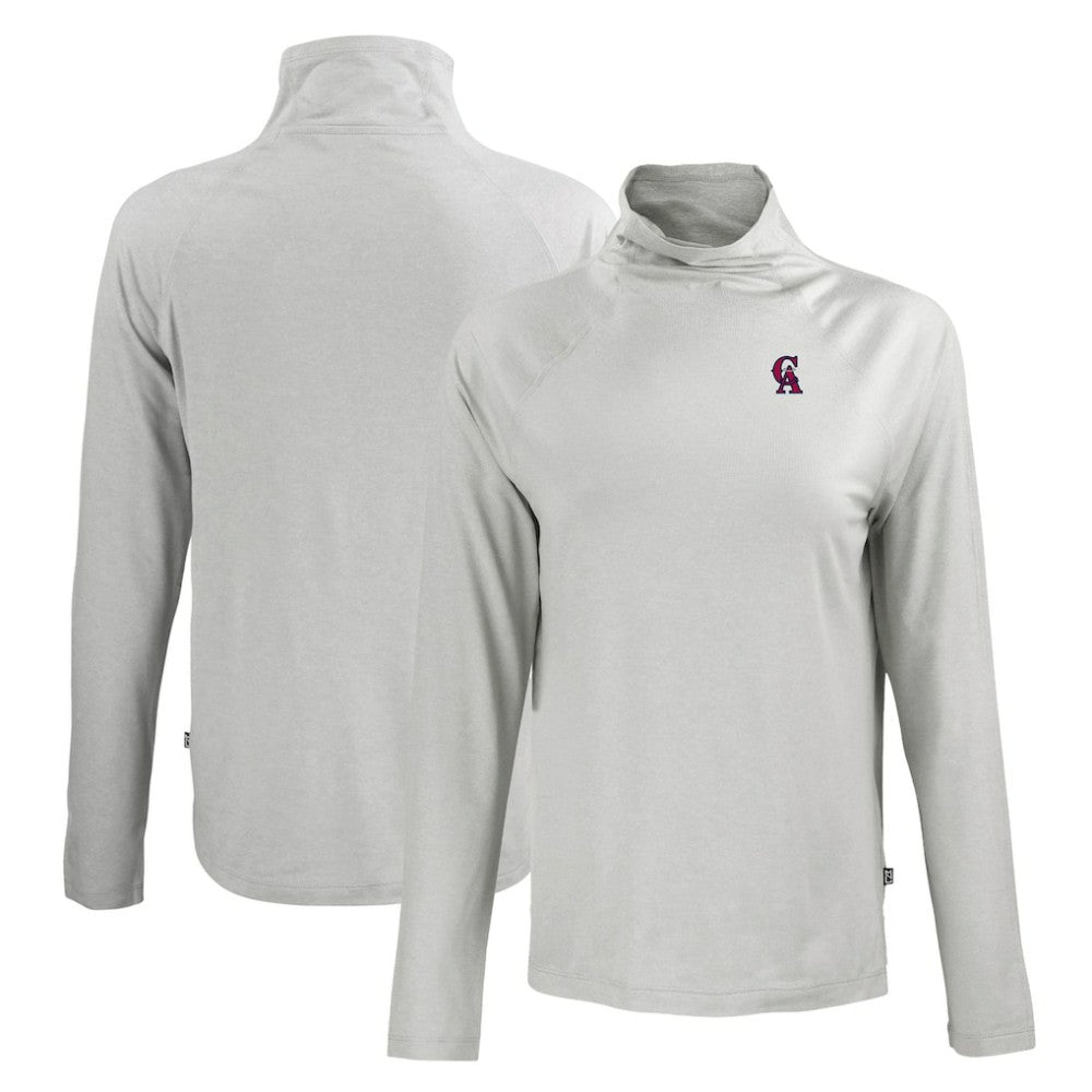 California Angels Cutter & Buck Women's Cooperstown Collection Coastline Epic Comfort Eco Recycled Funnel Neck Raglan Pullover Top | MLB Online