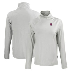 California Angels Cutter & Buck Women's Cooperstown Collection Coastline Epic Comfort Eco Recycled Funnel Neck Raglan Pullover Top | MLB Online