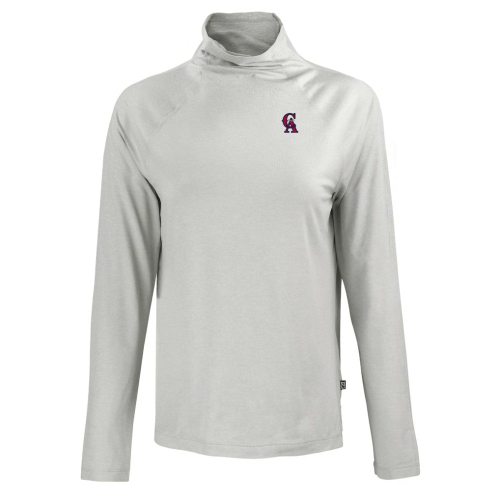 California Angels Cutter & Buck Women's Cooperstown Collection Coastline Epic Comfort Eco Recycled Funnel Neck Raglan Pullover Top | MLB Online