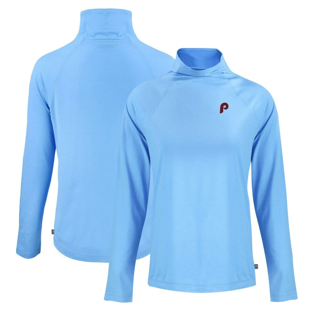 Philadelphia Phillies Cutter & Buck Women's Cooperstown Collection Coastline Epic Comfort Eco Recycled Funnel Neck Raglan Pullover Top | MLB Outlet