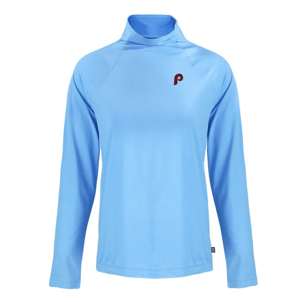 Philadelphia Phillies Cutter & Buck Women's Cooperstown Collection Coastline Epic Comfort Eco Recycled Funnel Neck Raglan Pullover Top | MLB Outlet
