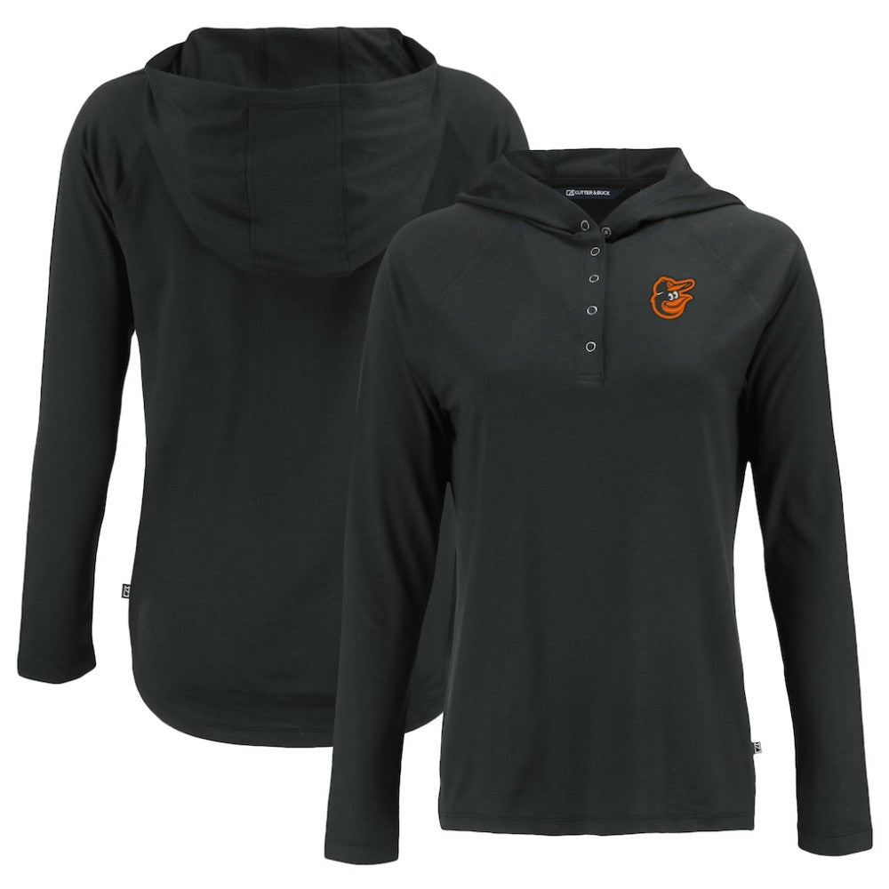 Baltimore Orioles Cutter & Buck Women's  Coastline Epic Comfort Eco Recycled Hoodie Raglan Long Sleeve T-Shirt | MLB On Sale
