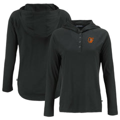 Baltimore Orioles Cutter & Buck Women's  Coastline Epic Comfort Eco Recycled Hoodie Raglan Long Sleeve T-Shirt | MLB On Sale
