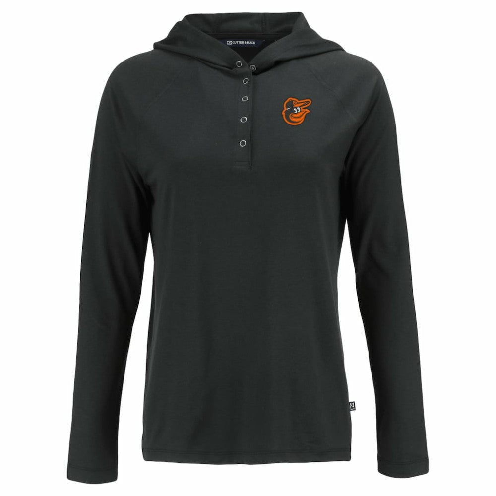 Baltimore Orioles Cutter & Buck Women's  Coastline Epic Comfort Eco Recycled Hoodie Raglan Long Sleeve T-Shirt | MLB On Sale