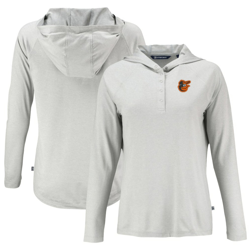 Baltimore Orioles Cutter & Buck Women's  Coastline Epic Comfort Eco Recycled Hoodie Raglan Long Sleeve T-Shirt | MLB Sale