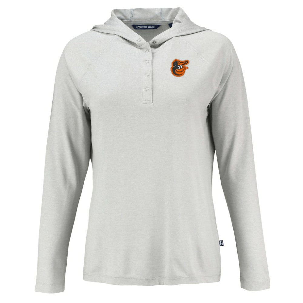 Baltimore Orioles Cutter & Buck Women's  Coastline Epic Comfort Eco Recycled Hoodie Raglan Long Sleeve T-Shirt | MLB Sale