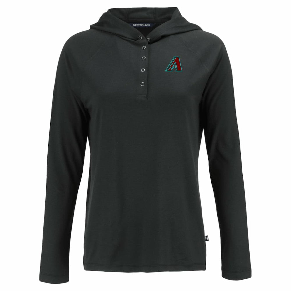 Arizona Diamondbacks Cutter & Buck Women's  Coastline Epic Comfort Eco Recycled Hoodie Raglan Long Sleeve T-Shirt | MLB Outlet
