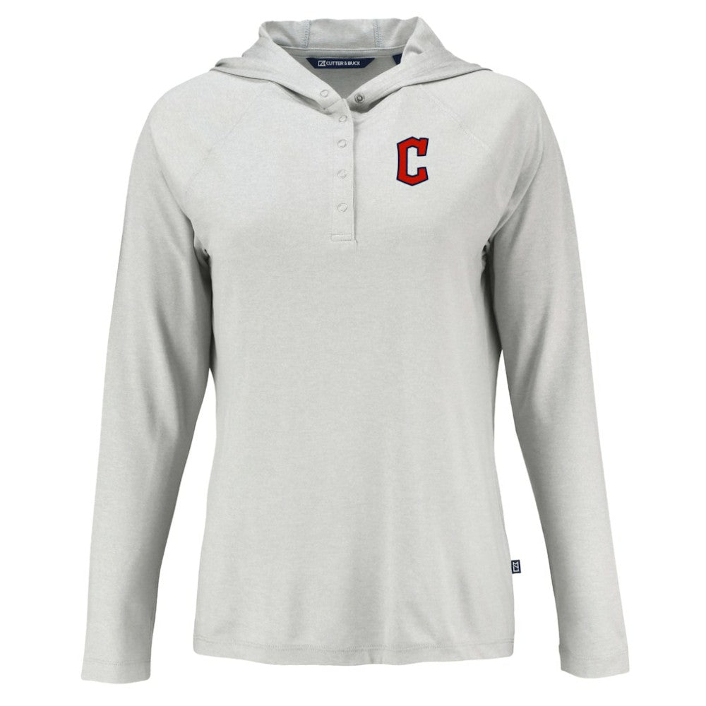 Cleveland Guardians Cutter & Buck Women's  Coastline Epic Comfort Eco Recycled Hoodie Raglan Long Sleeve T-Shirt | MLB Online