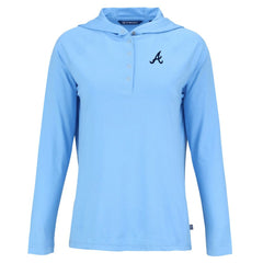 Atlanta Braves Cutter & Buck Women's  Coastline Epic Comfort Eco Recycled Hoodie Raglan Long Sleeve T-Shirt | MLB Discount