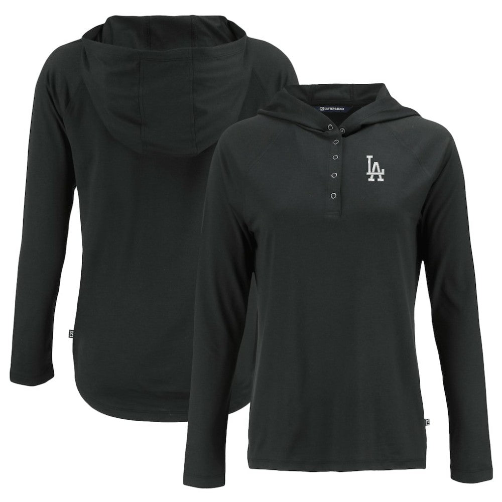 Los Angeles Dodgers Cutter & Buck Women's  Coastline Epic Comfort Eco Recycled Hoodie Raglan Long Sleeve T-Shirt | MLB On Sale