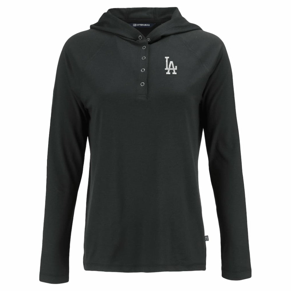 Los Angeles Dodgers Cutter & Buck Women's  Coastline Epic Comfort Eco Recycled Hoodie Raglan Long Sleeve T-Shirt | MLB On Sale