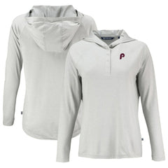 Philadelphia Phillies Cutter & Buck Women's Cooperstown Collection Coastline Epic Comfort Eco Recycled Hoodie Raglan Long Sleeve T-Shirt | MLB Discount