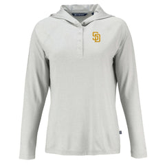 San Diego Padres Cutter & Buck Women's  Coastline Epic Comfort Eco Recycled Hoodie Raglan Long Sleeve T-Shirt | MLB New