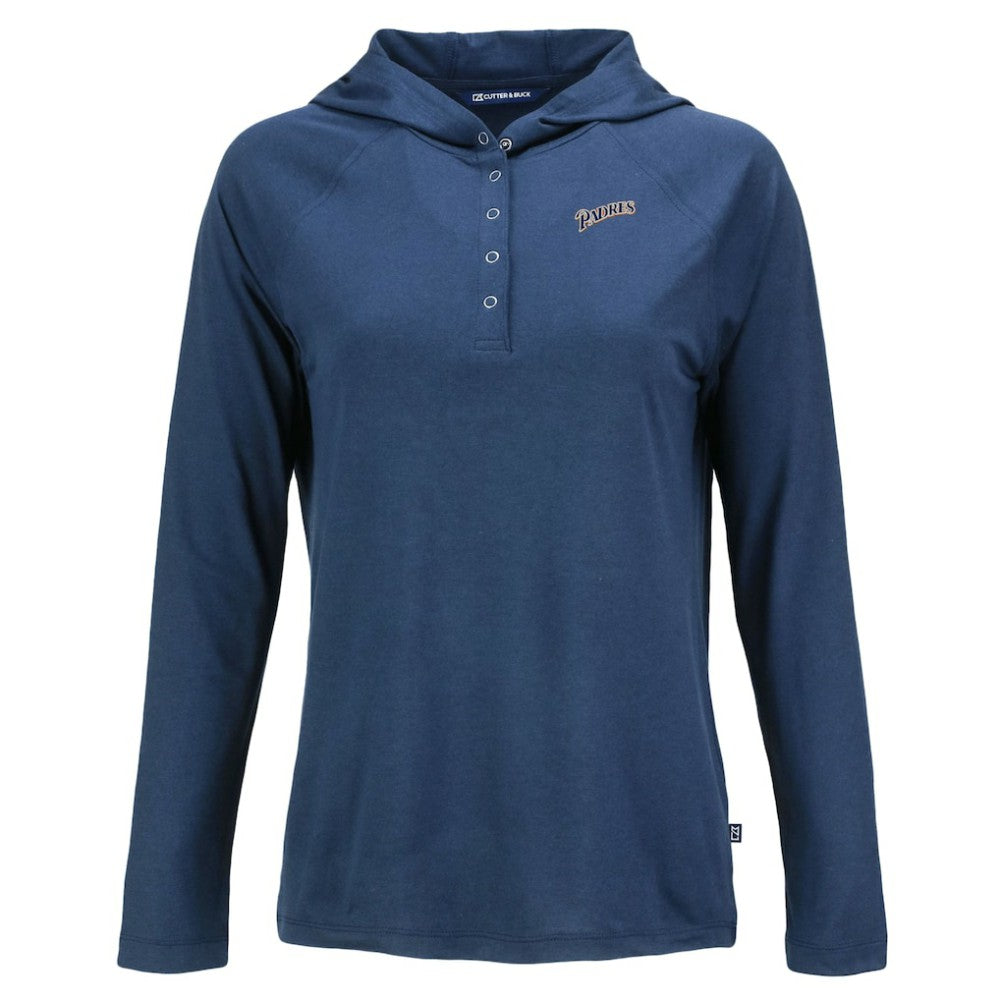 San Diego Padres Cutter & Buck Women's Cooperstown Collection Coastline Epic Comfort Eco Recycled Hoodie Raglan Long Sleeve T-Shirt | MLB Online