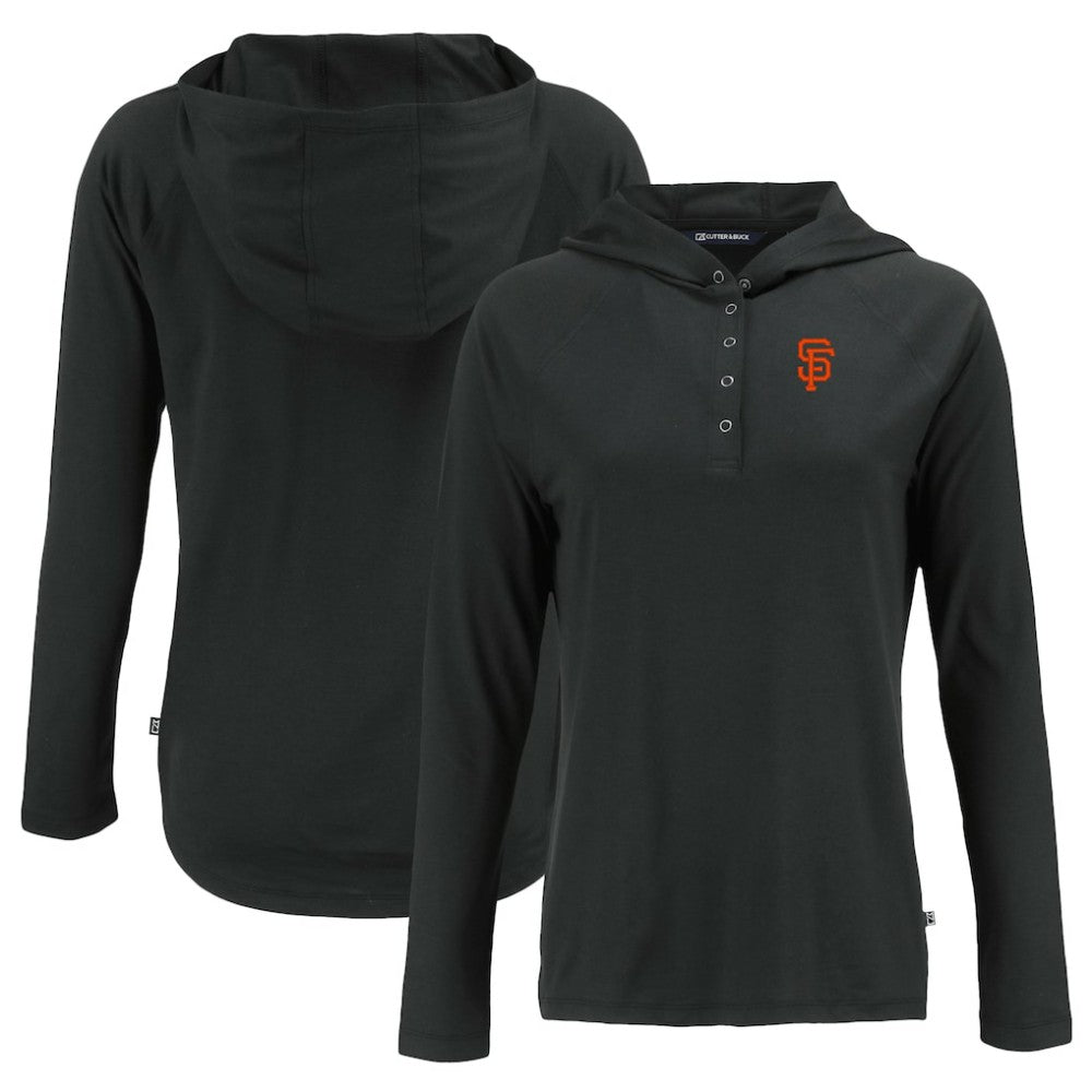 San Francisco Giants Cutter & Buck Women's  Coastline Epic Comfort Eco Recycled Hoodie Raglan Long Sleeve T-Shirt | MLB Outlet