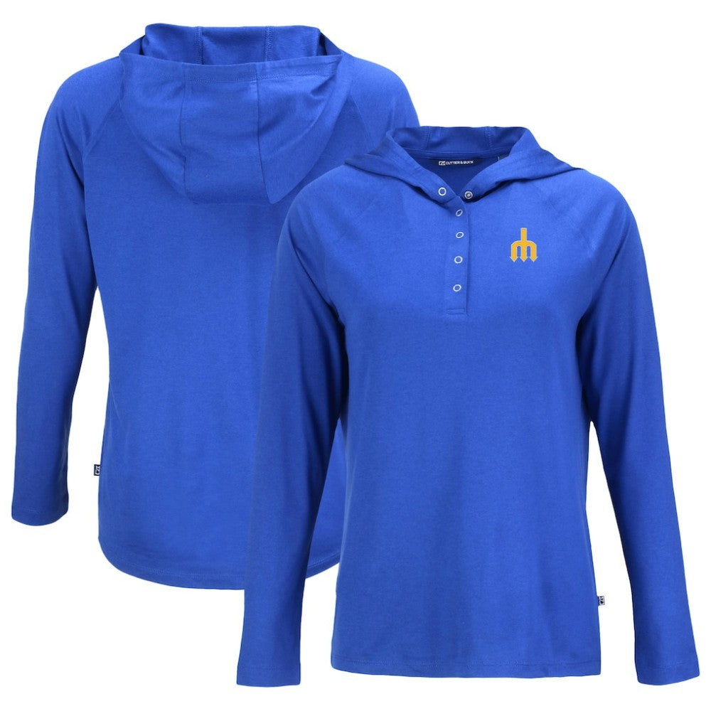 Seattle Mariners Cutter & Buck Women's Cooperstown Collection Coastline Epic Comfort Eco Recycled Hoodie Raglan Long Sleeve T-Shirt | MLB For sale
