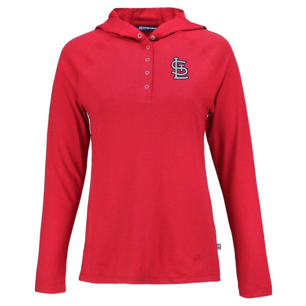St. Louis Cardinals Cutter & Buck Women's  Coastline Epic Comfort Eco Recycled Hoodie Raglan Long Sleeve T-Shirt | MLB Outlet